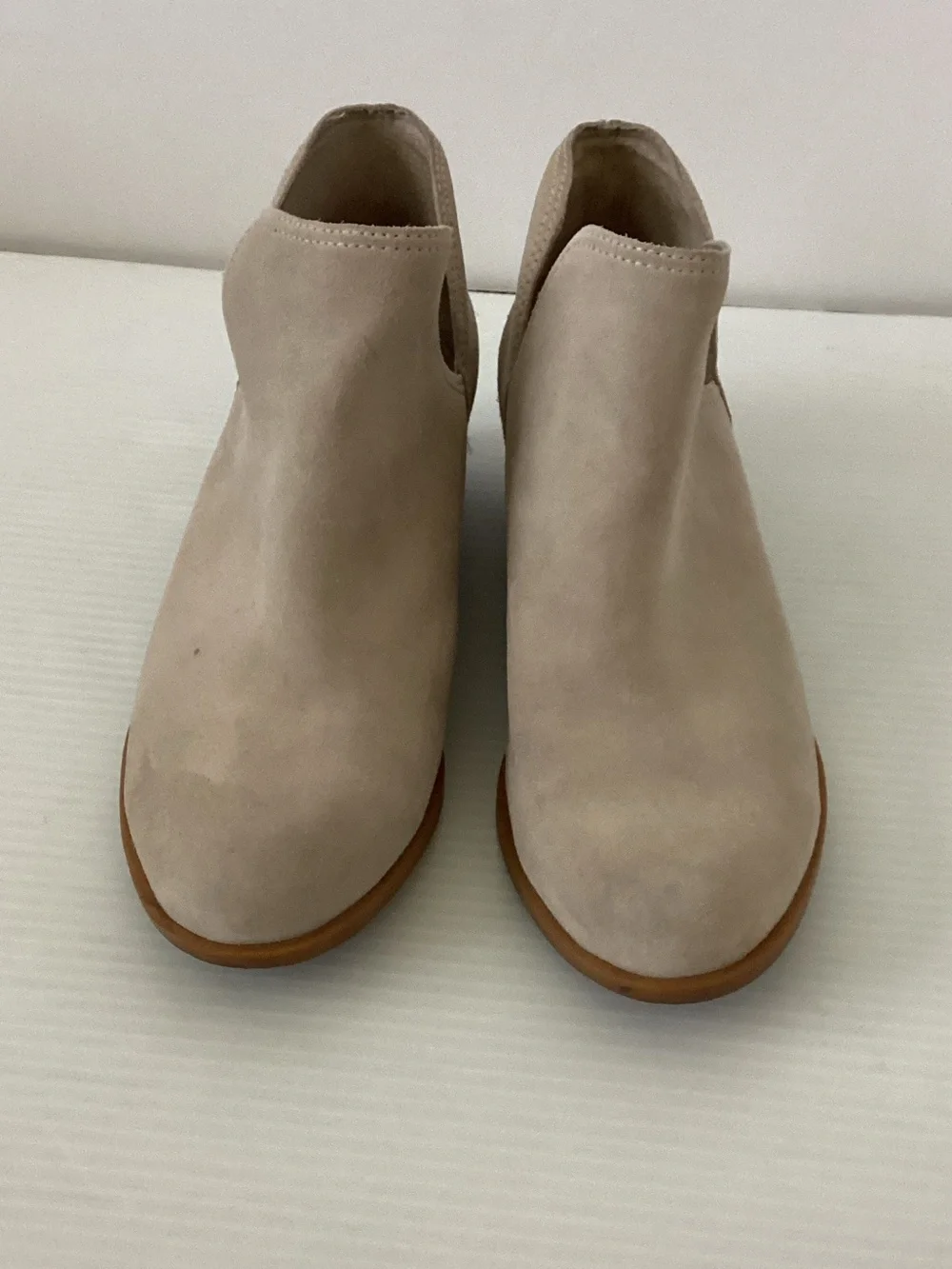 Sorel Lola Light Beige Suede Ankle Booties